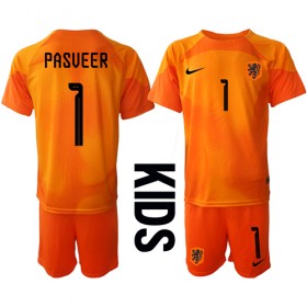 Baby Fußballbekleidung Niederlande Remko Pasveer #1 Torwart Auswärtstrikot WM 2022 Kurzarm (+ kurze hosen)